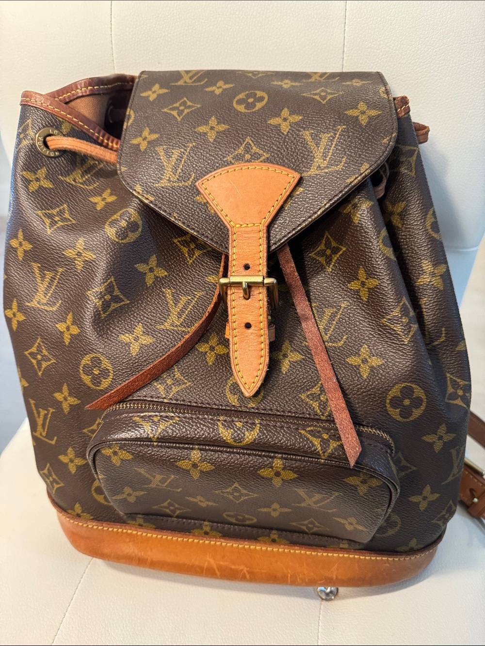 Louis Vuitton Monogram Drawstring Backpack in Brown and Tan